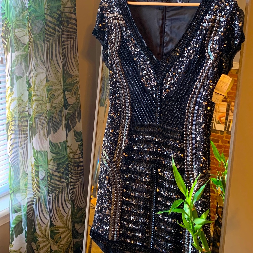 Parker Black Sequined Cocktail Dress, Never Worn